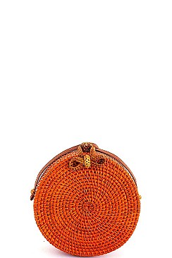Modern Trendy Natural Straw Woven Circle Bag