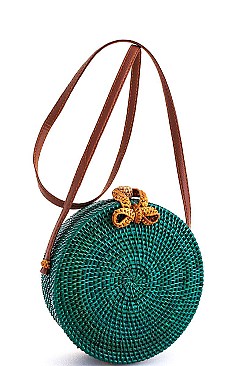 Modern Trendy Natural Straw Woven Circle Bag