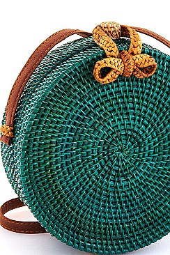 Modern Trendy Natural Straw Woven Circle Bag