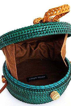 Modern Trendy Natural Straw Woven Circle Bag