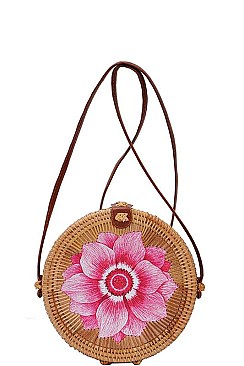 STYLISH NATURAL STRAW WOVEN CIRCLE FASHION SHOULDER BAG JYBGA-81780