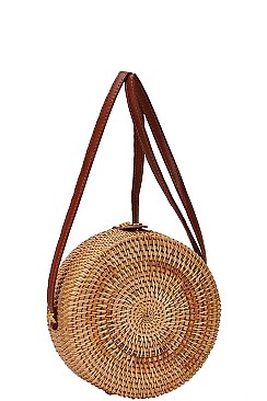 STYLISH NATURAL STRAW WOVEN CIRCLE FASHION SHOULDER BAG JYBGA-81780