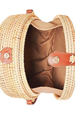 STYLISH NATURAL STRAW WOVEN CIRCLE FASHION SHOULDER BAG JYBGA-81780