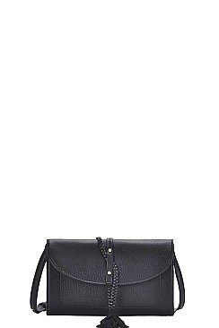 BRAIDED TASSEL ACCENTED CROSS BODY BAG