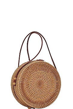 TRENDY NATURAL STRAW WOVEN CIRCLE SHOULDER BAG JYBGA-82639