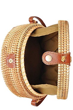 ORIGINAL WOODEN INDIA PATTERN ROUND CROSSOBODY BAG JYBGA-82636