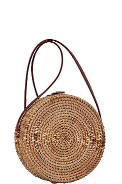 DESIGNER NATURAL WOVEN ROUND FASHION CROSSBODY BAG JYBGA-82640