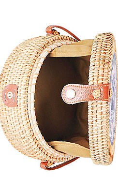 DESIGNER NATURAL WOVEN ROUND FASHION CROSSBODY BAG JYBGA-82640