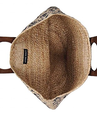NATURAL WOVEN WILD FLOWER PRINT SATCHEL