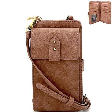 BGA0811-LP Antik Kraft Versatile Wallet Compartment Cellphone Holder Cross Body