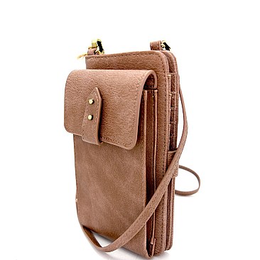 BGA0811-LP Antik Kraft Versatile Wallet Compartment Cellphone Holder Cross Body