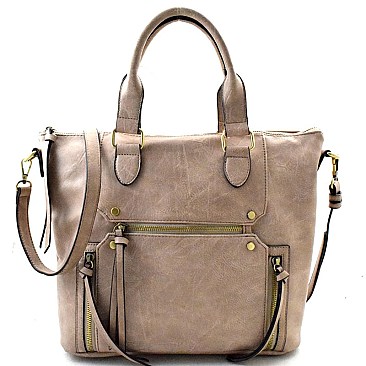 BGA3503-LP Antique Kraft Multi Pocket Casual Tote