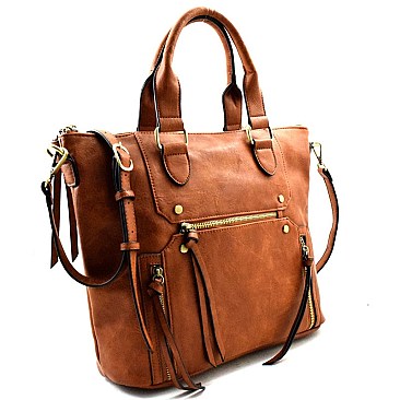 BGA3503-LP Antique Kraft Multi Pocket Casual Tote