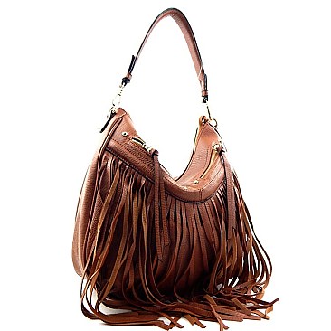 Fringed Front Multi Pocket Easy Hobo