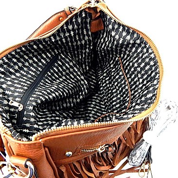 Fringed Front Multi Pocket Easy Hobo