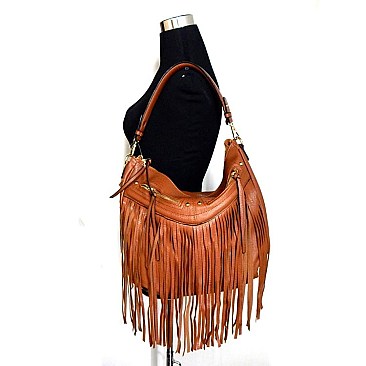 Fringed Front Multi Pocket Easy Hobo