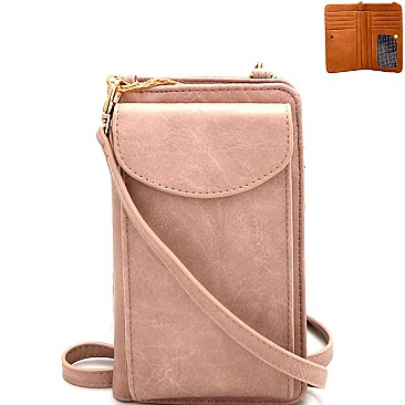 BGA48742-LP Antique Kraft Versatile Wallet Compartment Cellphone Holder Cross Body