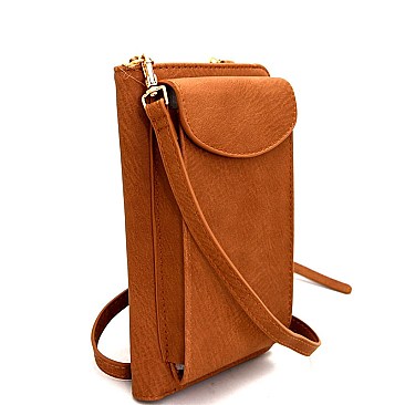 BGA48742-LP Antique Kraft Versatile Wallet Compartment Cellphone Holder Cross Body