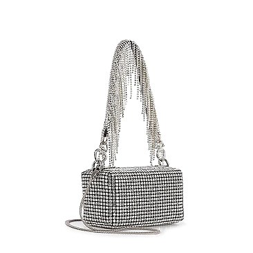 Stunning Beaded Fringe Strap Rhinestone Shoulder Bag