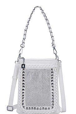 STYLISH RHINESTONE AND STUDDED CROSSBODY BAG WITH TWO STRAPS