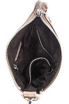 STYLISH RHINESTONE AND STUDDED CROSSBODY BAG WITH TWO STRAPS