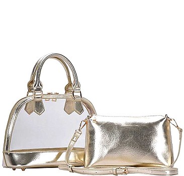 STYLISH 2 IN 1 TRANSPARENT DOMED SATCHEL BAG JYBGS-5799