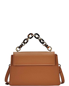 STYLISH SMOOTH PU LEATHER FASHION CHAIN TOP HANDLE CROSSBODY SLING BAG JYBGS-59118