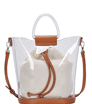 STYLISH 2 IN 1 TRANSPARENT BUCKET BAG JYBGS-81624