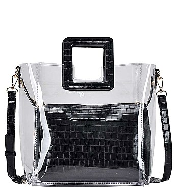 STYLISH 2 IN 1 TRANSPARENT TOTE BAG JYBGS-81925