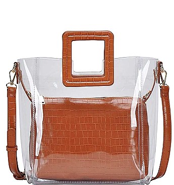 STYLISH 2 IN 1 TRANSPARENT TOTE BAG JYBGS-81925