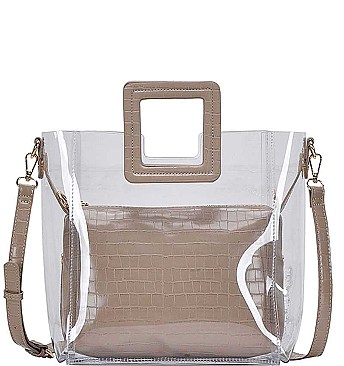 STYLISH 2 IN 1 TRANSPARENT TOTE BAG JYBGS-81925