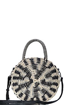 DESIGNER FASHION STRAW WOVEN CIRCLE CROSSBODY BAG