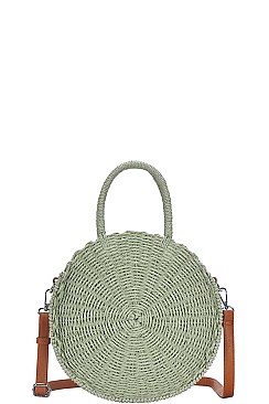 DESIGNER FASHION STRAW WOVEN CIRCLE CROSSBODY BAG