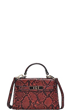 HOT TRENDY PYTHON SKIN TEXTURED MINI SATCHEL WITH LONG STRAP