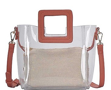 2IN1 TRANSPARENT SATCHEL WITH LONG STRAP