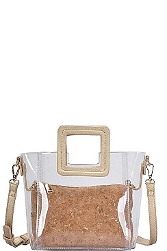 2IN1 TRANSPARENT SATCHEL WITH LONG STRAP