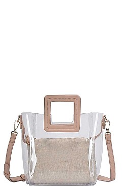 2IN1 TRANSPARENT SATCHEL WITH LONG STRAP