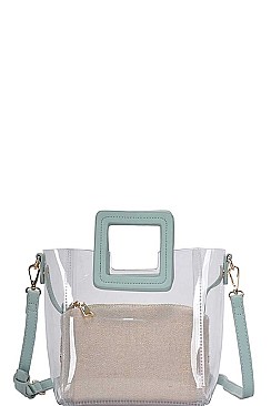 2IN1 TRANSPARENT SATCHEL WITH LONG STRAP