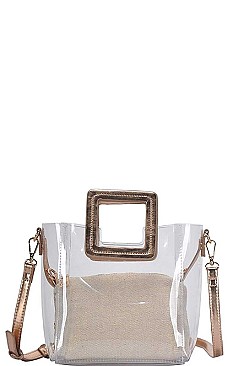 2IN1 TRANSPARENT SATCHEL WITH LONG STRAP