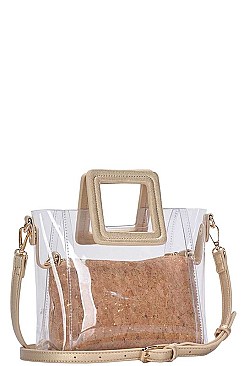2IN1 TRANSPARENT SATCHEL WITH LONG STRAP