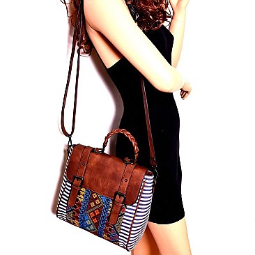 MMS Aztec & Stripe Print Convertible Backpack MH-BGS15730