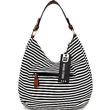 BGS15828-LP MMS Aztec & Stripe Print Leaf Charm Single Strap Hobo