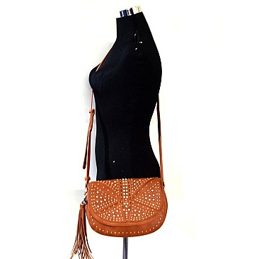 BGS46458-LP Studded Flap Round Cross Body