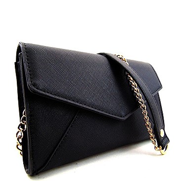 Saffiano Textured Envelope Small Clutch Cross Body