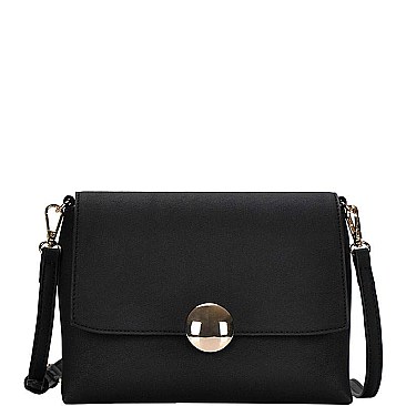 CHIC SMOOTH LEATHERETTE ROUND METAL ACCENT PRINCESS CROSSBODY SLING BAG JYBGT-2877