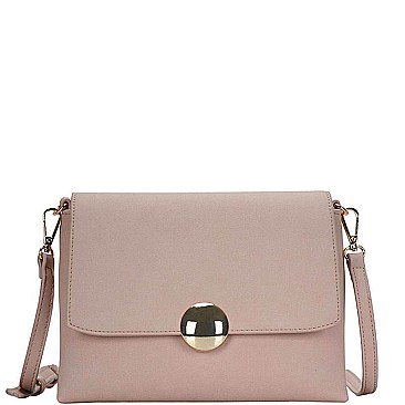 CHIC SMOOTH LEATHERETTE ROUND METAL ACCENT PRINCESS CROSSBODY SLING BAG JYBGT-2877