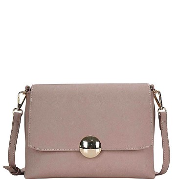 CHIC SMOOTH LEATHERETTE ROUND METAL ACCENT PRINCESS CROSSBODY SLING BAG JYBGT-2877