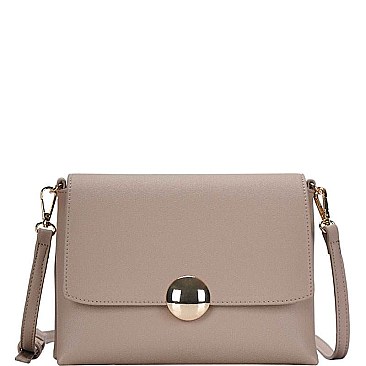 CHIC SMOOTH LEATHERETTE ROUND METAL ACCENT PRINCESS CROSSBODY SLING BAG JYBGT-2877