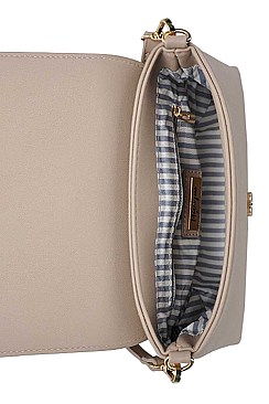 CHIC SMOOTH LEATHERETTE ROUND METAL ACCENT PRINCESS CROSSBODY SLING BAG JYBGT-2877