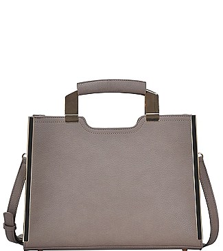 CLASSY SMOOTH TEXTURED PU LEATHER LONG STRAP SATCHEL JYBGT-48958-1